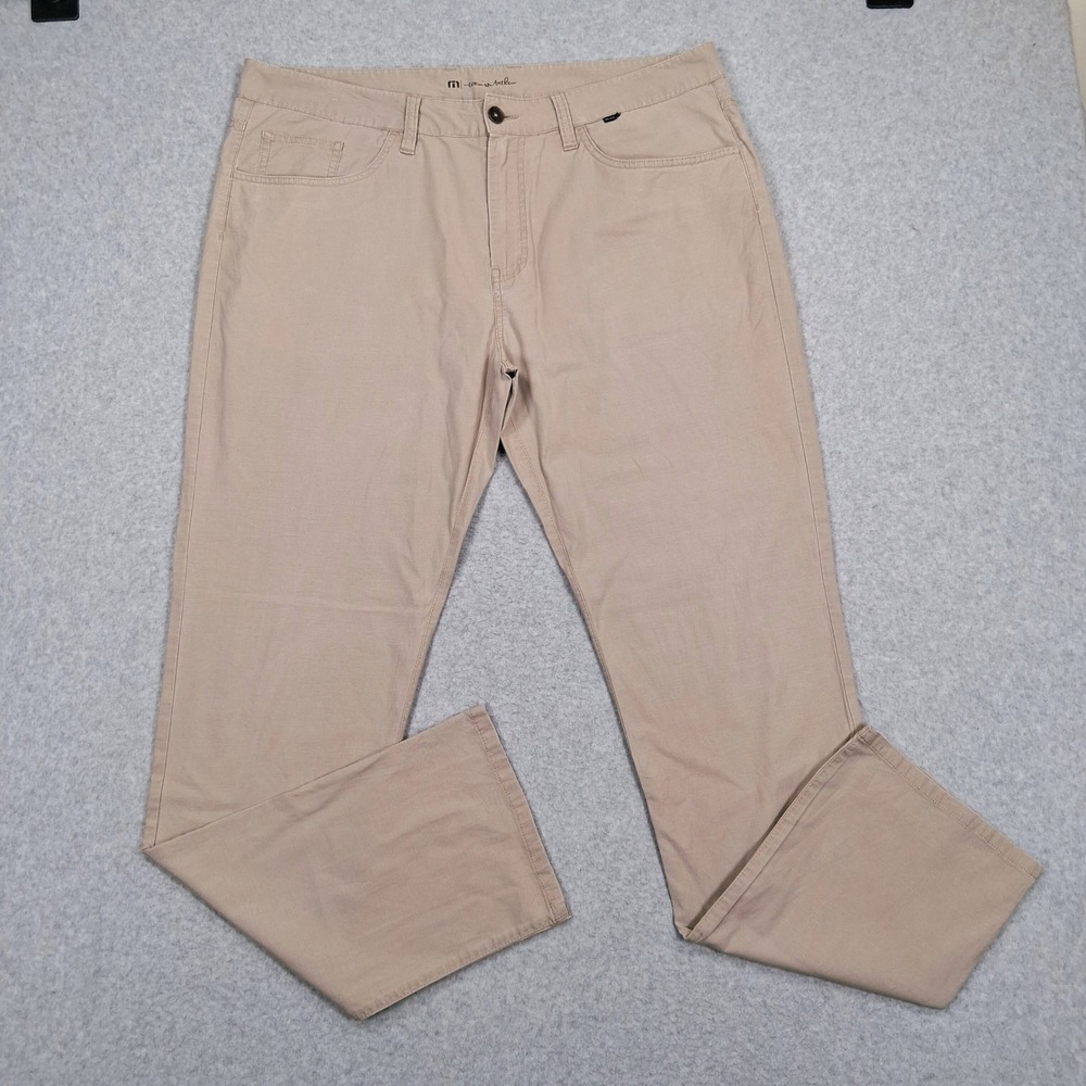 Travis Mathew Pants Mens 38x34 (38x33) Khaki Tan Stretch Golf 5 Pocket Straight